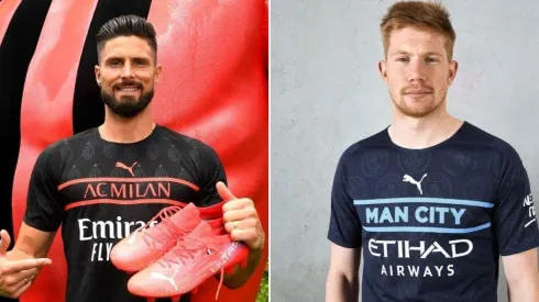 Terceiras camisas de Milan e Manchester City para a nova temporada (Twitter/Reprodução)
