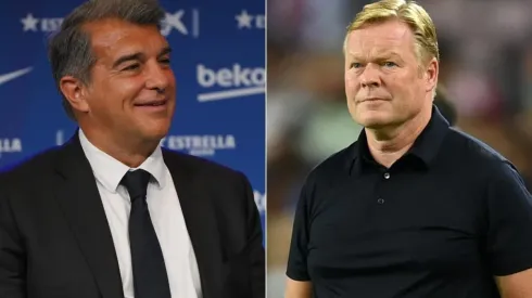 Joan Laporta e Ronald Koeman: relação entre presidente e técnico se desgastou (Getty Images)
