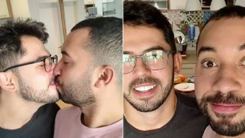 Gil do Vigor posta foto beijando Plínio Vasconcellos
