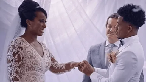 Um dos casamentos que ocorreram na primeira temporada de "Casamento às Cegas Brasil"

