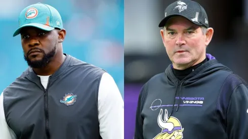 Brian Flores e Mike Zimmer: dois técnicos que foram dispensados de Dolphins e Vikings, respectivamente (Getty Images)
