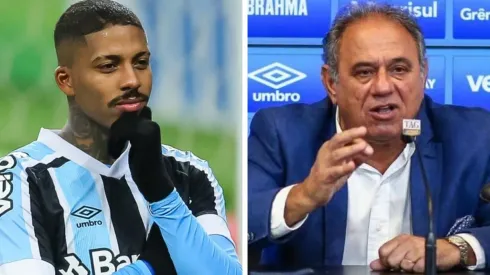 Foto: Montagens de Pedro H. Tesch/AGIF e Lucas Uebel/Grêmio FBPA - Jean Pyerre cutucou Abrahão após entrevista do dirigente do Grêmio à Band RS