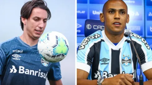 Foto: Montagem de Lucas Uebel/Grêmio – Geromel e Bruno Alves foram alguns que irritaram Mancini por lentidão no jogo contra Guarany-RS
