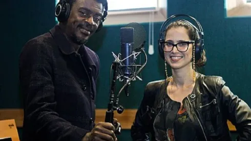 Seu Jorge e Mel Lisboa em gravação de Paciente 63
