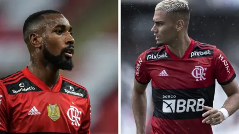 Montagem: fotos de Thiago Ribeiro e Jorge Rodrigues/AGIF – Flamengo vive 'dilema' financeiro por causa da queda do euro; Gerson e Andreas são exemplos
