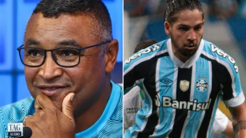 Fotos: Lucas Uebel/Grêmio/Divulgação e Maxi Franzoi/AGIF – Roger e Benítez: meia argentino está sem espaço no Tricolor
