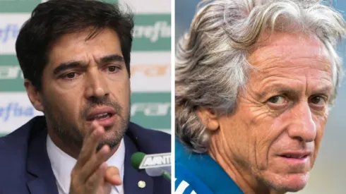 Fotos: Cesar Greco e Thiago Ribeiro/AGIF – Empresário de Abel descascou críticas a Jorge Jesus por declarações nesta 5ª
