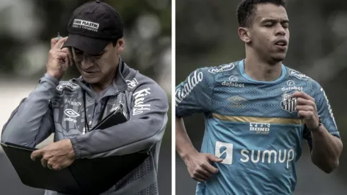 Montagem: fotos de Ivan Storti/Santos FC – Bustos deve surpreender Corinthians com Sandry na trinca de volantes
