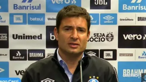 Foto: Reprodução/Grêmio TV/YouTube: Diego Cerri: dirigente foi procurado por agente nos bastidores

