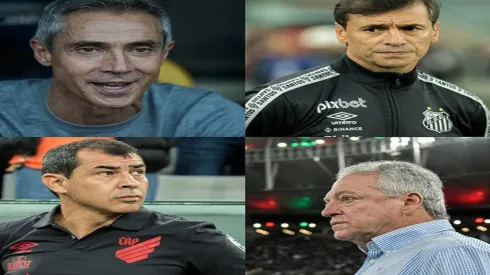 Paulo Sousa, Fabián Bustos, Fábio Carille e Abel Braga foram quatro dos técnicos demitidos durante o Brasileirão deste ano
