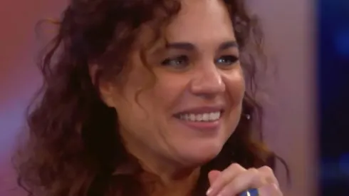 Isabel Teixeira se emociona com homenagem dos filhos no Domingão com Huck. Imagem: Reprodução TV Globo.
