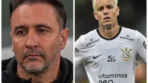 Gabriel Machado/AGIF. Thiago Ribeiro/AGIF. Vítor Pereira e Roger Guedes se desentenderam em fase decisiva do Corinthians na temporada

