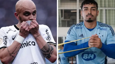 Montagem: fotos de Ettore Chiereguini/AGIF e Gustavo Aleixo/Cruzeiro - Fábio Santos x Matheus Bidu, desafio de LEs que interessa ao Corinthians