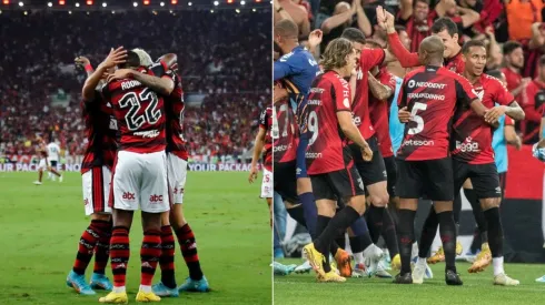 Foto: Robson Mafra/AGIF; Wagner Meier/Getty Images – Flamengo e Athletico na final da Libertadores 2022
