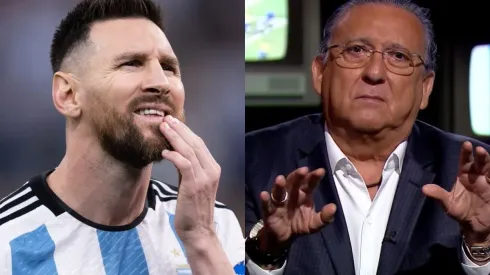 Foto Messi: Pedro Martins/AGIF e Foto Galvão: Reprodução GE/YouTube - Galvão vive momento único na carreira profissional