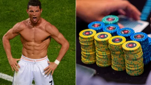 Cristiano Ronaldo marcou o 9º poker-trick da carreira (Foto: Lars Baron/Getty Image e Joe Giron/PokerStars)
