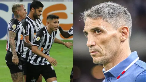 Foto Esq.: Fernando Moreno/AGIF e Foto Dir.: Lucas Emanuel/AGIF – Vojvoda e jogadores do Atlético Mineiro
