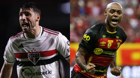 Calerri pelo São Paulo. Foto: Ettore Chiereguini/AGIF Vagner Love pelo Sport. Foto: Rafael Vieira/AGIF
