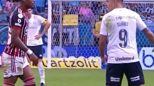 Foto: Reprodução/Premiere - Suárez discutiu com jogador do São Paulo