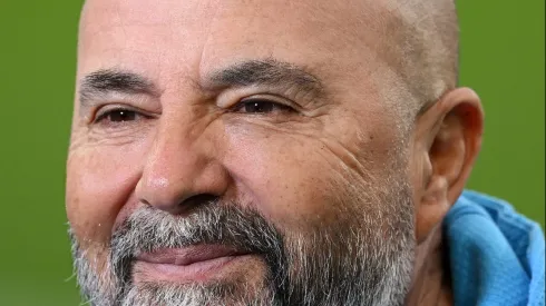 BASEL, SWITZERLAND - MARCH 17: Jorge Sampaoli, Head Coach of Marseille speaks to the media prior to the UEFA Conference League Round of 16 Leg Two match between FC Basel and Olympique Marseille at St. Jakob-Park on March 17, 2022 in Basel, Switzerland. (Photo by Matthias Hangst/Getty Images)