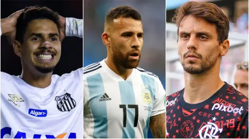 Foto: Agif/Getty Images – Lucas Veríssimo, Otamendi e Rodrigo Caio 
