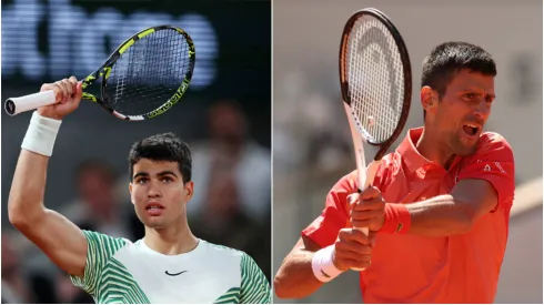 Djokovic e Alcaraz farão o aguardado duelo de semifinal de Roland Garros. Fotos: Clive Brunskill/Getty Images