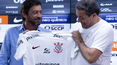 SP – SAO PAULO – 05/05/2023 – CORINTHIANS, APRESENTACAO VANDERLEI LUXEMBURGO – Vanderlei Luxemburgo novo tecnico do Corinthians, durante sua apresentacao, no CT Joaquim Grava, zona leste da cidade de Sao Paulo, nesta sexta-feira (05) Foto: Ettore Chiereguini/AGIF