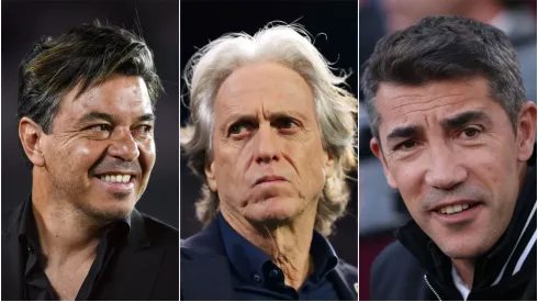 Fotos: Marcelo Endelli/Fran Santiago/Marc Atkins/Getty Images – Gallardo, Jorge Jesus e Bruno Lage
