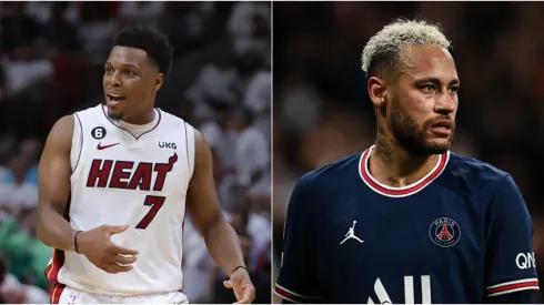 Lowry conversou com Neymar no jogo 4 do NBA Finals. Foto 1: Megan Briggs/Getty Images; Foto 2: David Ramos/Getty Images
