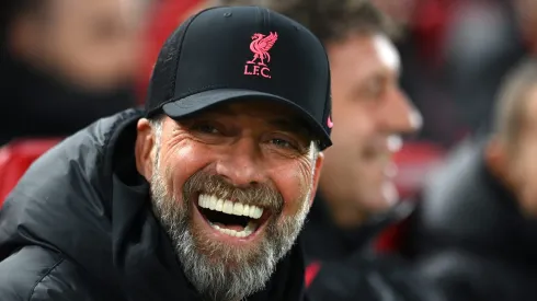 LIVERPOOL, ENGLAND – FEBRUARY 13: Juergen Klopp, Manager of Liverpool reacts prior to the Premier League match between Liverpool FC and Everton FC at Anfield on February 13, 2023 in Liverpool, England. (Photo by Michael Regan/Getty Images)
