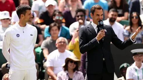 Federer e Djokovic reunidos em Wimbledon, no ano passado
