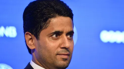 PARIS, FRANCE - SEPTEMBER 06: Paris Saint-Germain President Nasser Al Khelaifi answers journalists during a press conference at Parc des Princes on September 6, 2017 in Paris, France. Kylian Mbappe signed a five year contract for 180 Million Euro. (Photo by Aurelien Meunier/Getty Images)