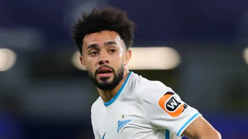 LONDON, ENGLAND – SEPTEMBER 14: Claudinho of Zenit Saint Petersburg during the UEFA Champions League group H match between Chelsea FC and Zenit St. Petersburg at Stamford Bridge on September 14, 2021 in London, England. (Photo by Catherine Ivill/Getty Images)
