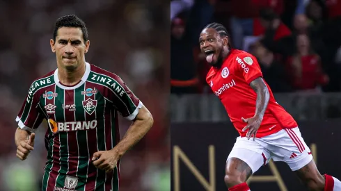 Foto: Thiago Ribeiro/AGIF- Ganso pelo Fluminense. Foto: Maxi Franzoi/AGIF- Luiz Adriano pelo Internacional
