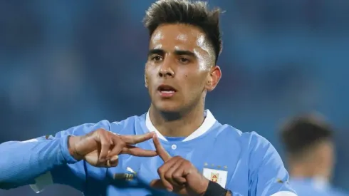 MONTEVIDEO, URUGUAY – JUNE 14: Rodrigo Salazar of Uruguay celebrates after scoring the second goal of his team during an international friendly match between Uruguay and Nicaragua at Centenario Stadium on June 14, 2023 in Montevideo, Uruguay. (Photo by Ernesto Ryan/Getty Images)
