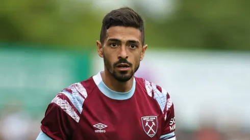 BOREHAMWOOD, ENGLAND – JULY 12:   Manuel Lanzini of West Ham United looks on during the pre season friendly match between Boreham Wood and West Ham United at Meadow Park on July 12, 2022 in Borehamwood, England. (Photo by David Rogers/Getty Images)

