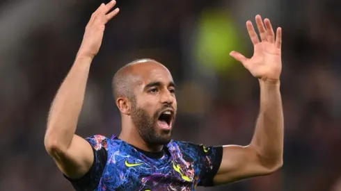 BURNLEY, ENGLAND – OCTOBER 27: Spurs player Lucas Moura celebrates his winning goal during the Carabao Cup Round of 16 match between Burnley and Tottenham Hotspur at Turf Moor on October 27, 2021 in Burnley, England. (Photo by Stu Forster/Getty Images)
