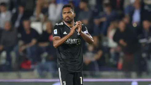 EMPOLI, ITALY - MAY 22: Alex Sandro Lobo Silva of Juventus reacts during the Serie A match between Empoli FC and Juventus at Stadio Carlo Castellani on May 22, 2023 in Empoli, Italy. (Photo by Gabriele Maltinti/Getty Images)
