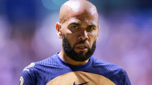 PUEBLA, MEXICO - SEPTEMBER 23: Dani Alves of Pumas looks on during the 7th round match between Puebla and Pumas UNAM as part of the Torneo Apertura 2022 Liga MX at Cuauhtemoc Stadium on September 23, 2022 in Puebla, Mexico. (Photo by Hector Vivas/Getty Images)