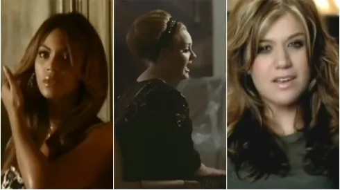 Beyoncé (Reprodução/Youtube/Beyoncé) Adele (Reprodução/Youtube/Adele) Kelly Clarkson (Reprodução/Youtube/Kelly Clarkson)

