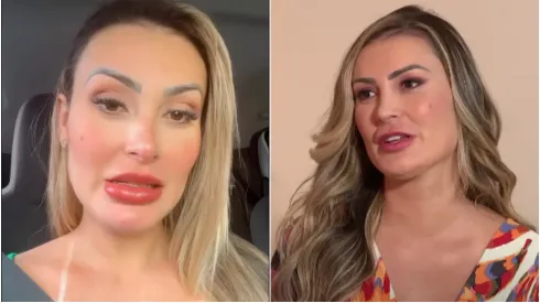 Foto 1: Instagram oficial de Andressa Urach. Foto 2: Reprodução YouTube (canal Leo Dias).
