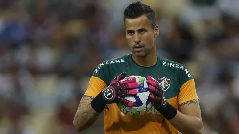 RIO DE JANEIRO, BRAZIL – MAY 13: Fabio goalkeeper of Fluminense warms up before a match between Fluminense and Cuiaba as part of Brasileirao 2023 at Maracana Stadium on May 13, 2023 in Rio de Janeiro, Brazil. (Photo by Wagner Meier/Getty Images)