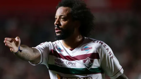 BUENOS AIRES, ARGENTINA – AUGUST 01: Marcelo of Fluminense gestures during the Copa CONMEBOL Libertadores round of 16 match between Argentinos Juniors and Fluminense at Diego Maradona Stadium on August 01, 2023 in Buenos Aires, Argentina. (Photo by Daniel Jayo/Getty Images)
