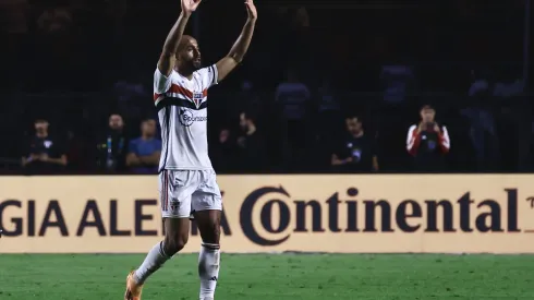 SP – SAO PAULO – 16/08/2023 – COPA DO BRASIL 2023, SAO PAULO X CORINTHIANS – Lucas Moura jogador do Sao Paulo comemora seu gol durante partida contra o Corinthians no estadio Morumbi pelo campeonato Copa do Brasil 2023. Foto: Marcello Zambrana/AGIF
