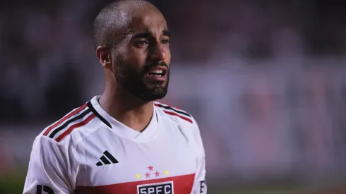 Foto: Ettore Chiereguini/AGIF – Lucas Moura: camisa 7 se emocionou após vitória do São Paulo
