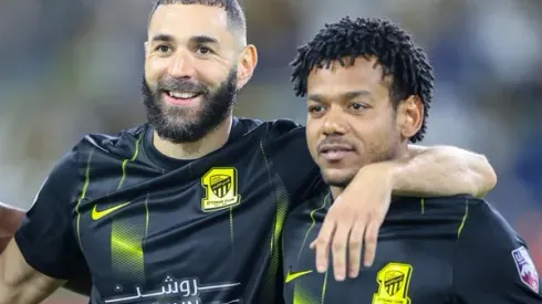 Divulgação/Al-Ittihad – Benzema e Romarinho formam ataque do Al-Ittihad
