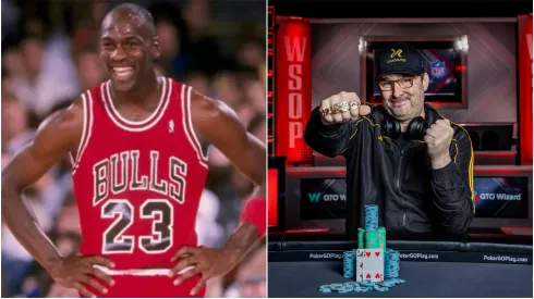 Michael Jordan defiou Phil Hellmuth no poker (Fotos:  Mike Powell 1990/Getty Images / Divulgação/WSOP)
