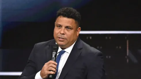 PARIS, FRANCE – FEBRUARY 27: Ronaldo speaks to the audience as Gianni Infantino, President of FIFA looks on during The Best FIFA Football Awards 2022 on February 27, 2023 in Paris, France. (Photo by Aurelien Meunier/Getty Images)
