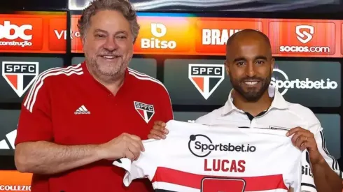 Foto: Rubens Chiri / São Paulo FC / Divulgação – Casares e Lucas Moura: presidente abriu o jogo sobre futuro do atacante

