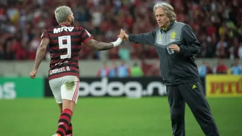 Gabigol e Jorge Jesus (Foto: Alexandre Vidal/Flamengo)
